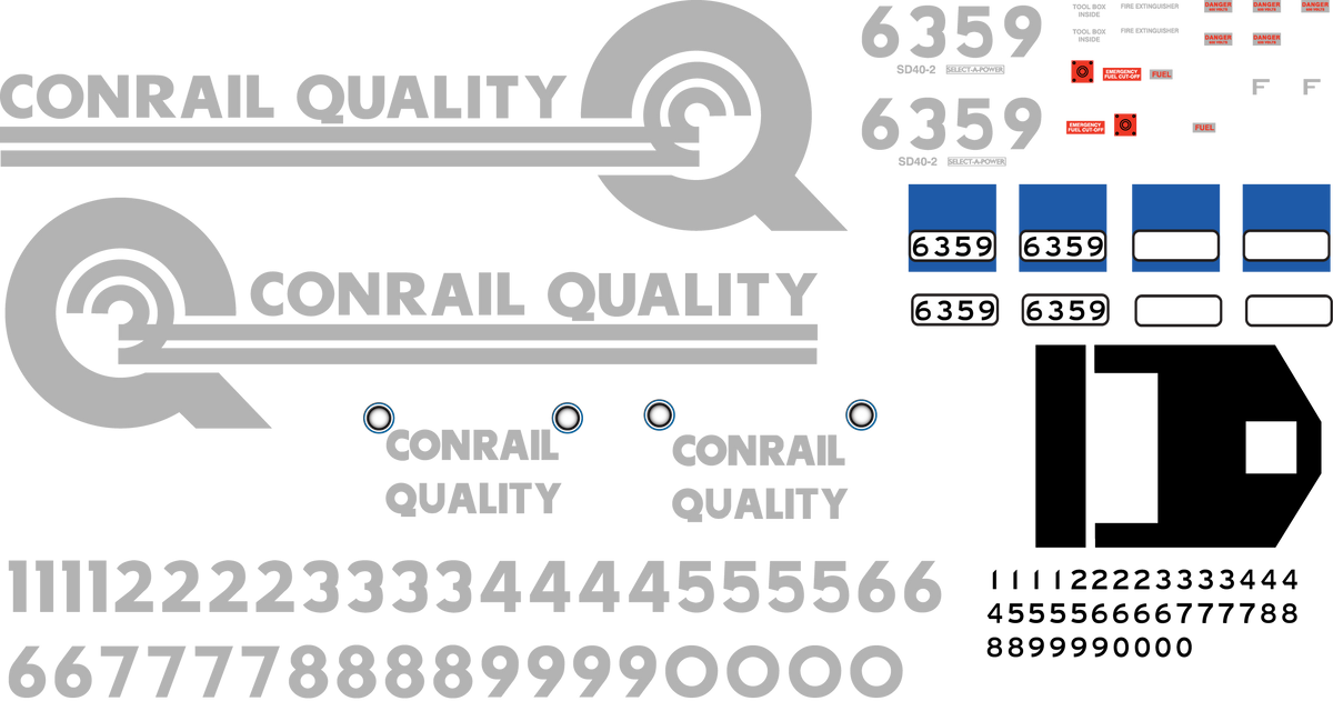 Conrail Quality Paint Scheme Decals for the SD40-2 – Brick Model