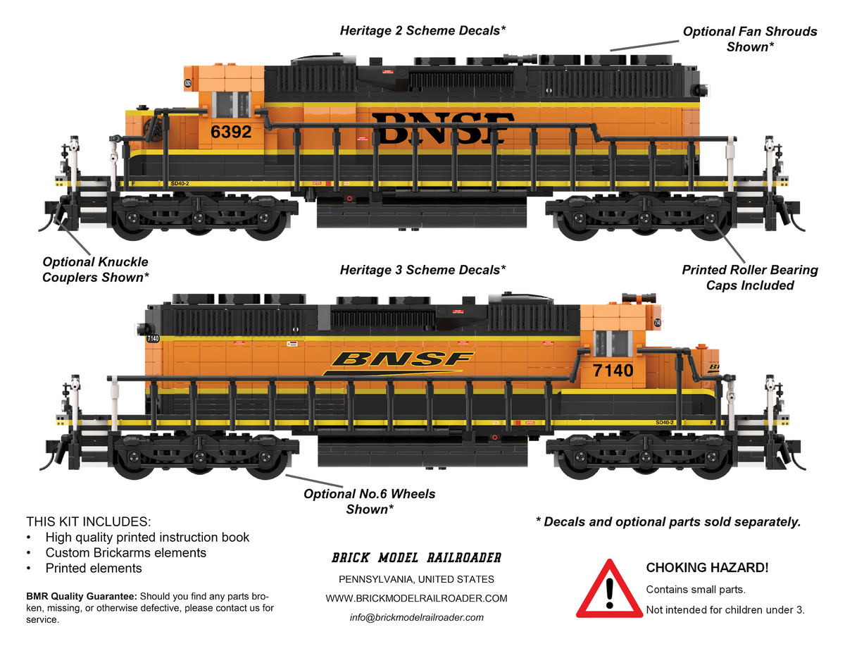 EMD SD402 Diesel BNSF Premium Instructions Brick Model